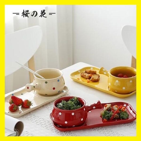 全館83折 創意早餐碗 帶把麥片碗陶瓷泡面碗日式米飯碗甜品餐具下午茶套裝【櫻花本鋪】