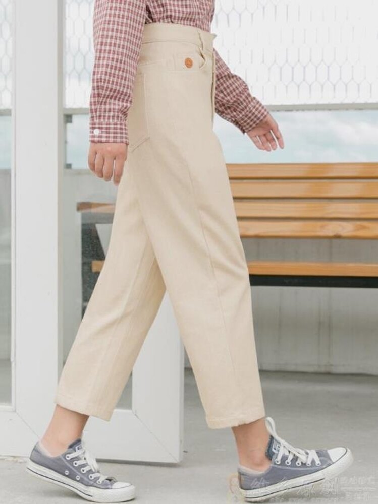 哈倫褲 爾給原宿杏色怪味少女褲子新款學生寬松韓版chic哈倫九分褲女 99免運