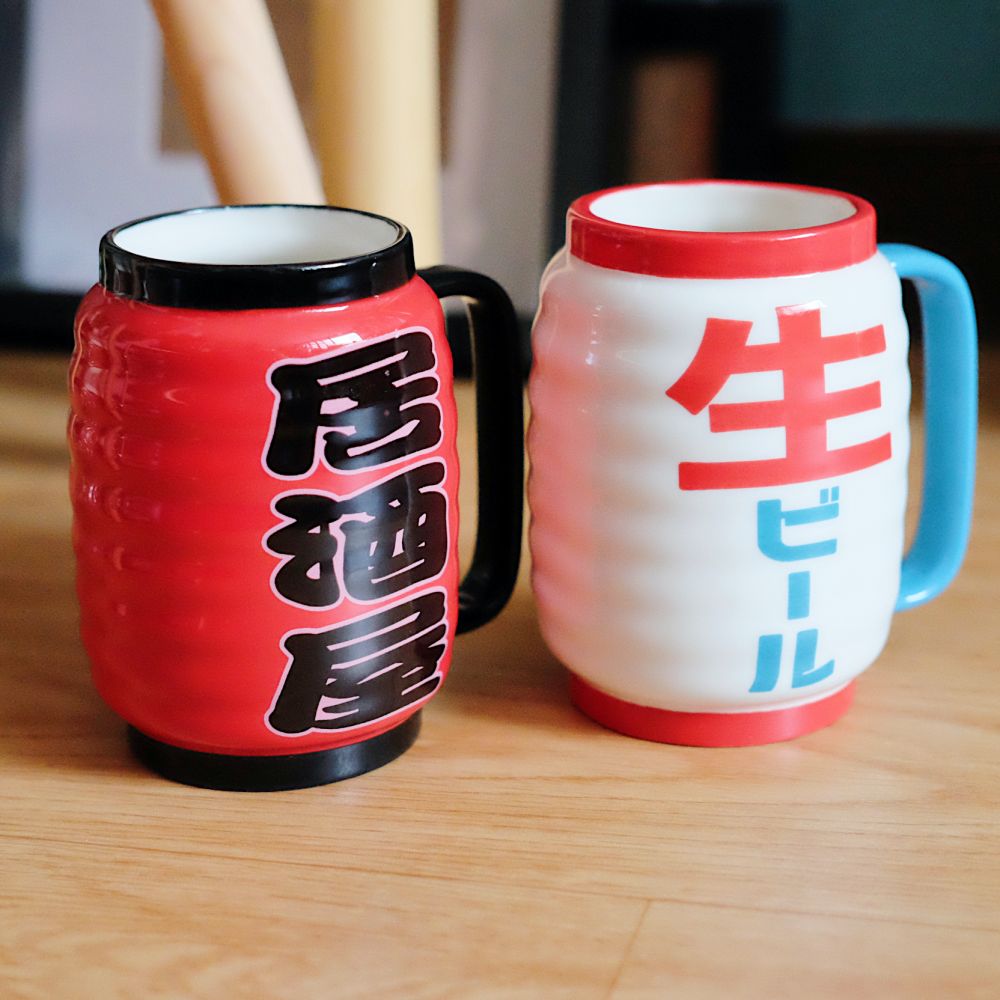 日本創意禮品燈籠造型陶瓷馬克杯居酒屋、生啤酒兩款500ml超大容量～又實用又吸睛！
