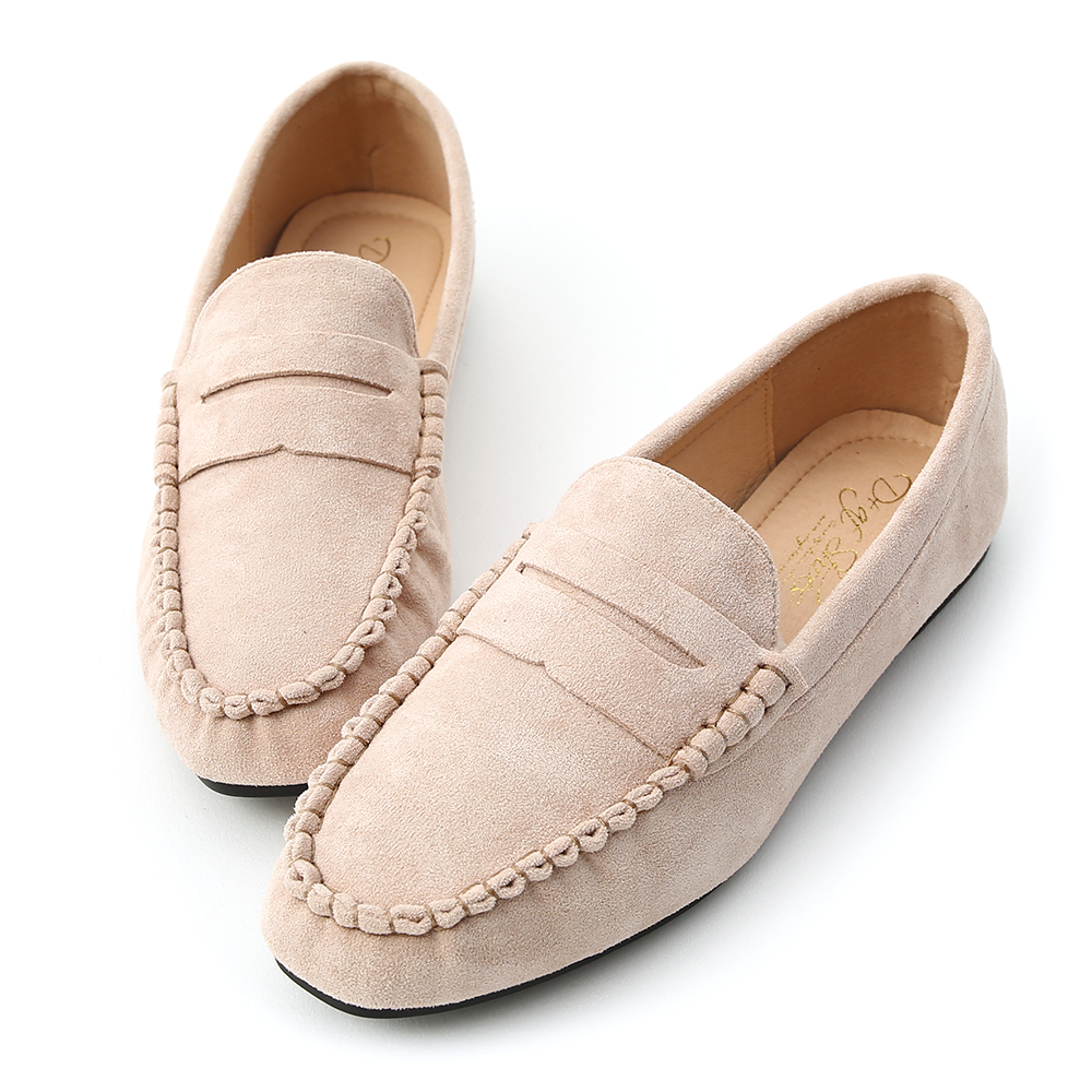 D+AF 自在輕著．經典款絨料平底樂福鞋