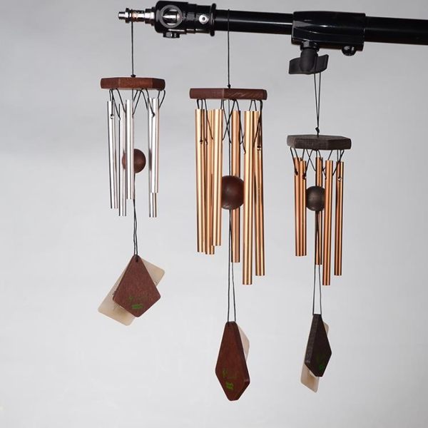 音樂風鈴金屬管實木掛飾門飾日式室外庭院掛件創意生日禮物14寸