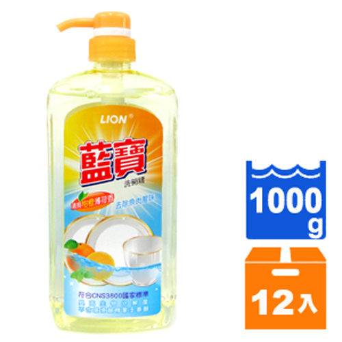 LION獅王 藍寶洗碗精-柑橙薄荷香 1000g (12入)/箱【售完為止】【康鄰超市】