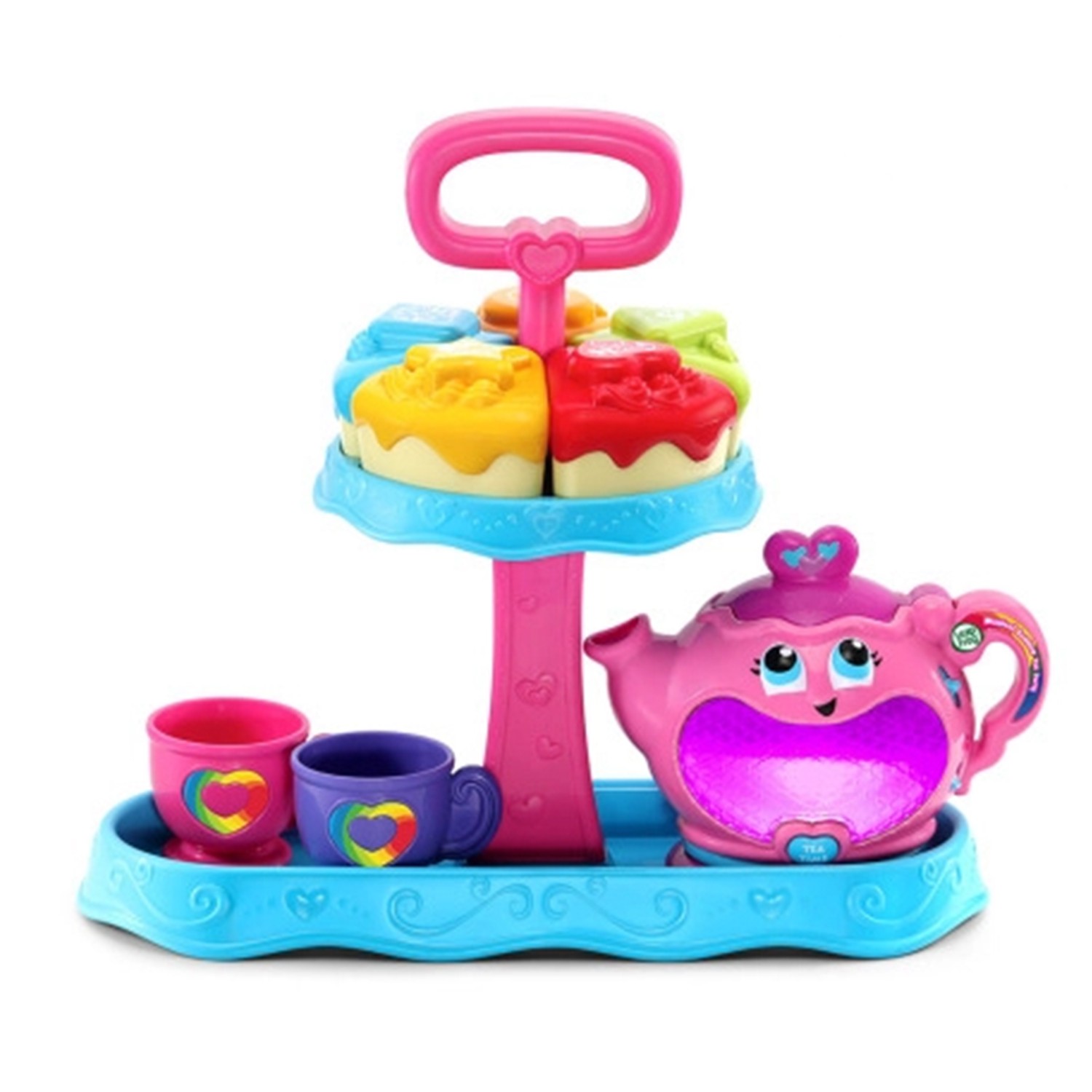 學習主題－英語能力、動作發展、人際關係、想像力。按下愛心鈕，可愛茶壺陪你一起開茶會。茶壺倒水模擬設計。茶壺蓋裡鏡面設計，讓孩子對鏡裡的自己產生好奇心。增進生活禮儀及人際互動。學習等待與分享;❤ 下午茶