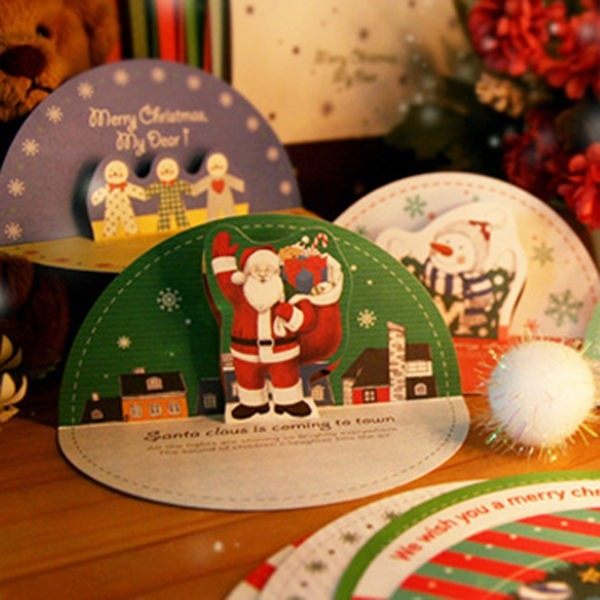 【00320】 聖誕圓形賀卡 耶誕節 生日卡 聖誕卡 1組10入 交換禮物 賀卡