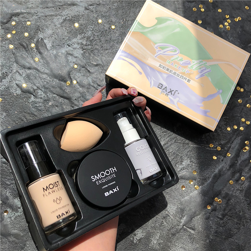 李佳琦推薦底妝套裝粉底液遮瑕保濕持久幹皮奶油肌bb霜膏學生平價