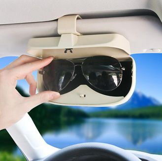 車載眼鏡盒汽車用遮陽板收納卡片眼睛架夾多功能創意車內墨鏡支架