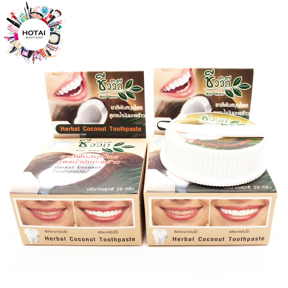 【全館199免運】Bio WAY 泰國限定椰子草本口味牙齒潔白粉 / 牙膏粉 / 泰國潔牙粉 (單瓶 25g)