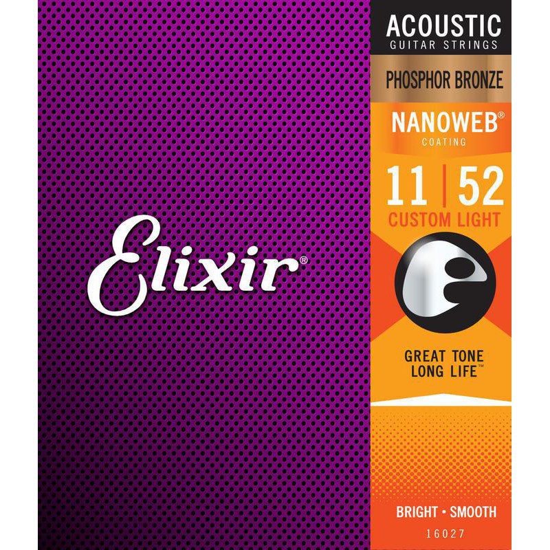 ★ Elixir 頂級磷青銅民謠吉他套弦 Nanoweb Custom Light 16027 (.011-.052)！★Elixir 頂級磷青銅民謠吉他套弦Nanoweb Custom Light 