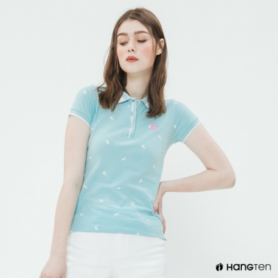 Hang Ten - 女裝 - 甜美配色polo上衣 - 藍