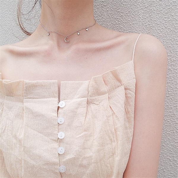 項鍊 韓國氣質簡約S925銀頸鍊 防過敏星星月亮項鍊 美少女戰士鎖骨鍊