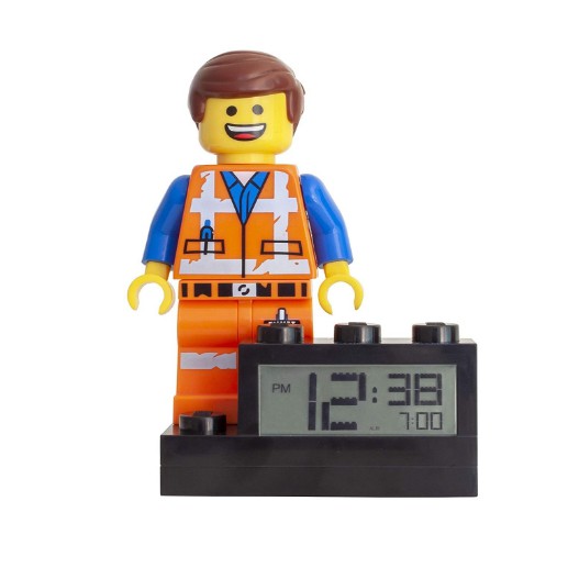可移動的手臂。鬧鈴和貪睡功能。點亮顯示。包括2節AAA電池。 6歲以上的人。 2年保修期。給孩子們的完美禮物。來自製造商樂高; legomovie2;兒童時鐘;孩子們看;孩子鬧鐘 樂高;樂高集;樂高電