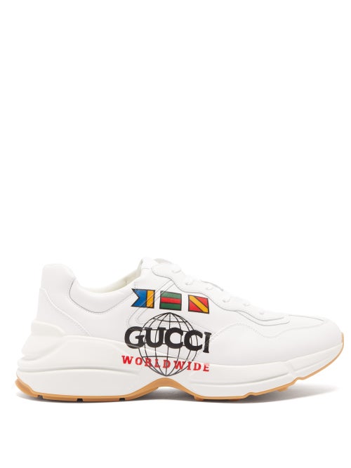 Gucci - Gucci's white Rhyton trainers are reimagined for Resort 2020 to showcase the latest 'Gucci W