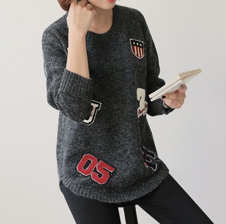 [PUR-PLE官方旗艦店]刷毛拼圖圓領針織毛衣