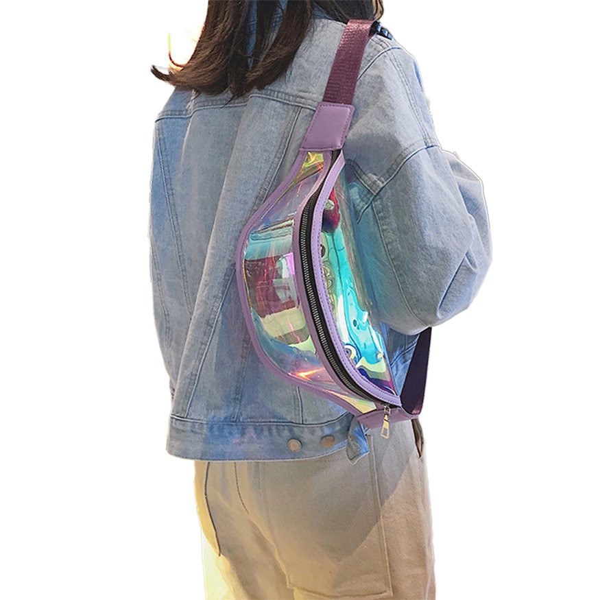 特點：1.大容量：袋子容量大，可以滿足您存放化妝品，錢包，零食等的需求。2.外觀美觀：魔術色和簡約風格展現出您的優雅氣質，適用於各種場合衣物。3.耐用：袋子由pvc製成，堅固耐用，可長期使用。說明：該