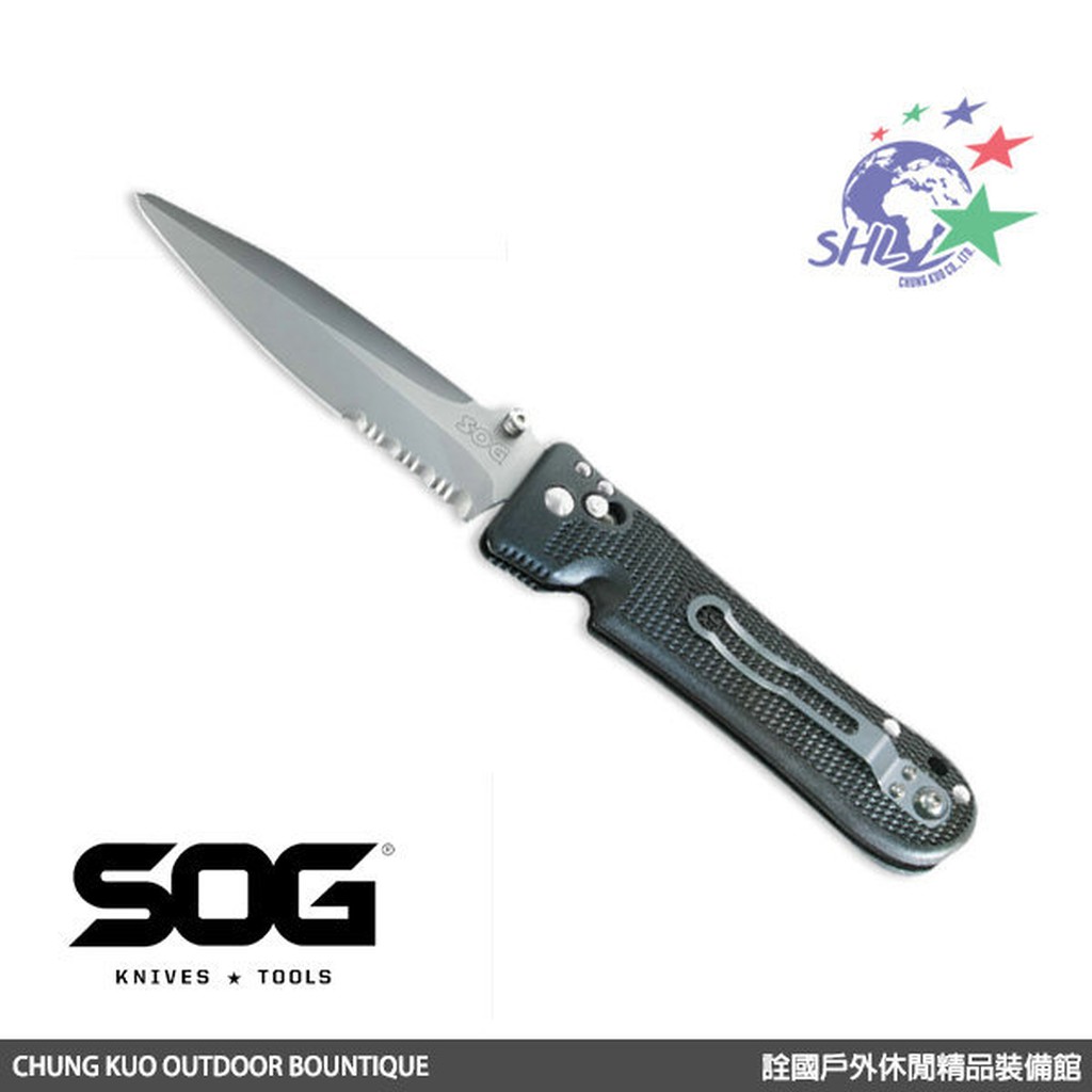 SOG Pentagon Elite 五角精英折刀 (半齒半刃) / AUS 8鋼材 / PE-14 【詮國】