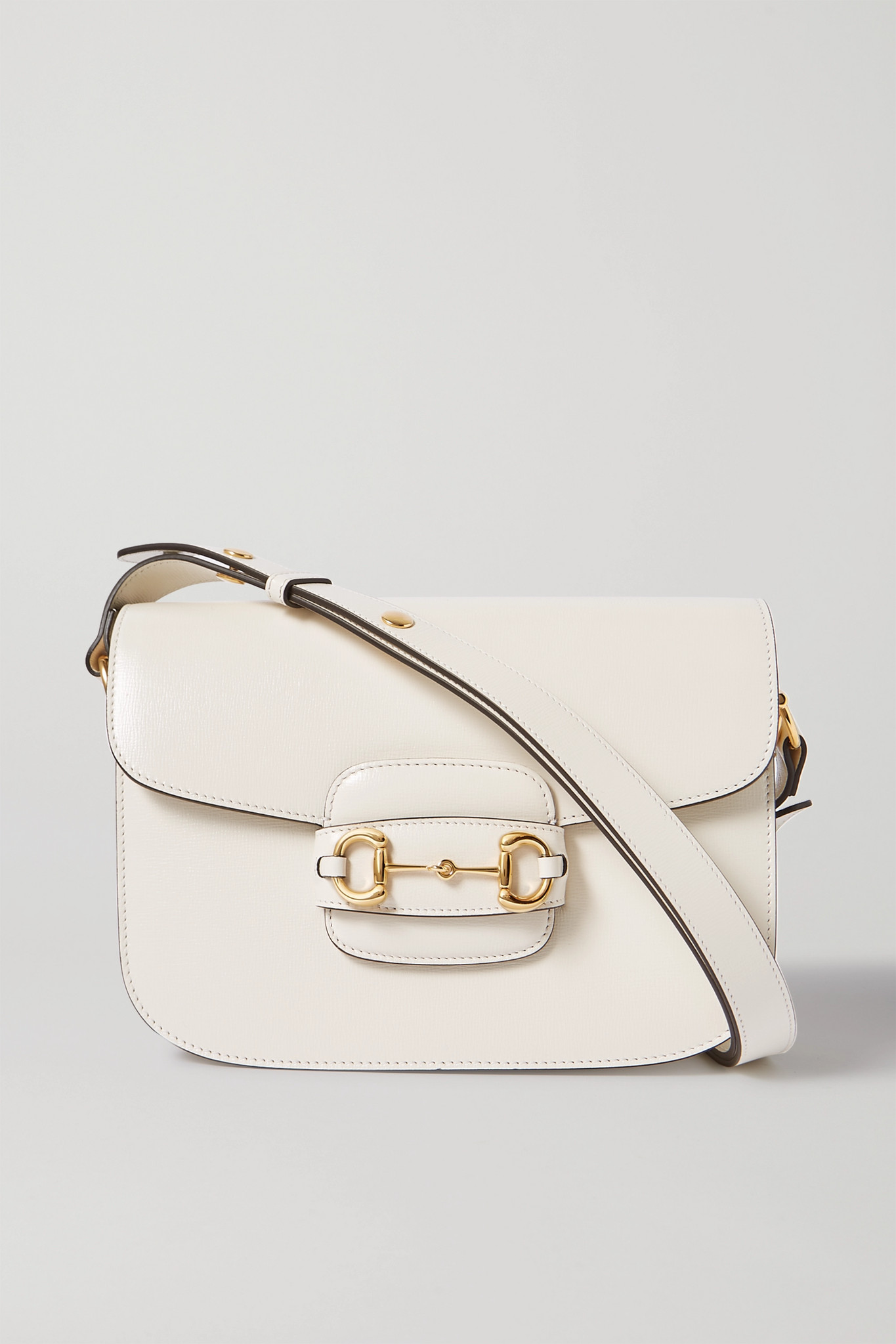 GUCCI - Horsebit 1955 Medium Textured-leather Shoulder Bag - White - one size
