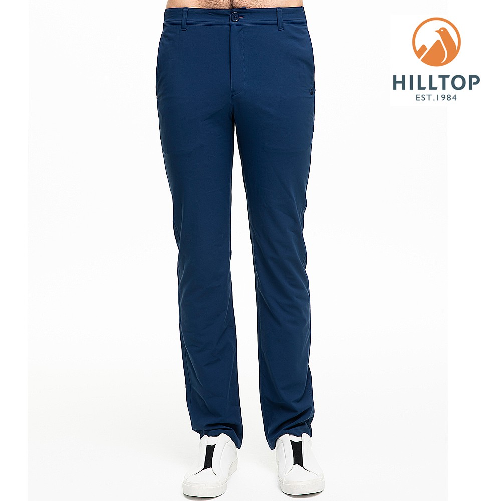 功能：超潑水、抗UV商品簡介：•前中腰頭縫扣扣合設計。•腰側鬆緊帶設計，提高穿著舒適度。•前兩個開口式口袋置物設計。•後一個隱形拉鍊口袋置物設計•腰圍腰耳帶設計可搭配皮帶調整腰圍。HILLTOP運用最