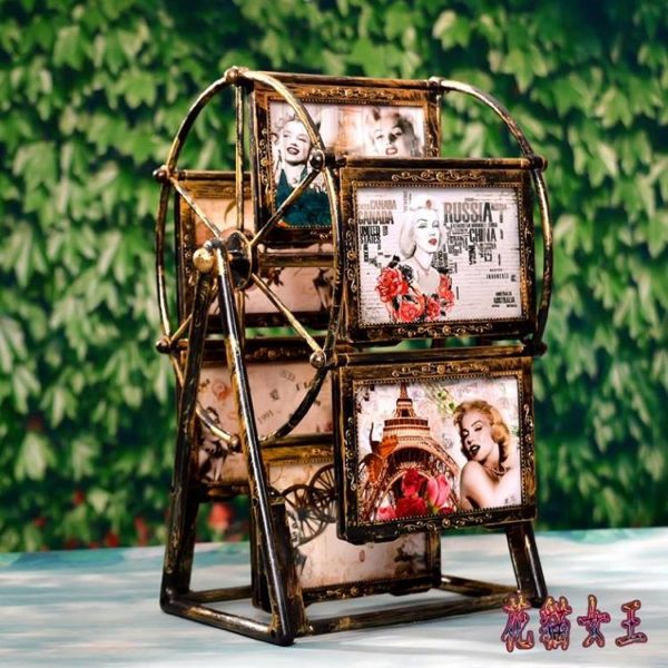 摩天輪旋轉大風車相框 5寸生日禮物兒童相架影樓擺臺婚紗禮品 BF23501【花貓女王】
