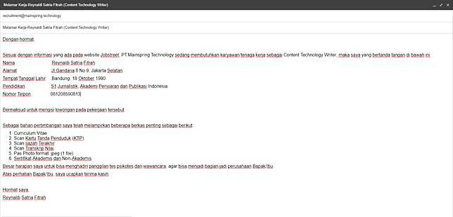 Cara Membuat Lamaran Kerja Via Email Agar Diterima Kerja