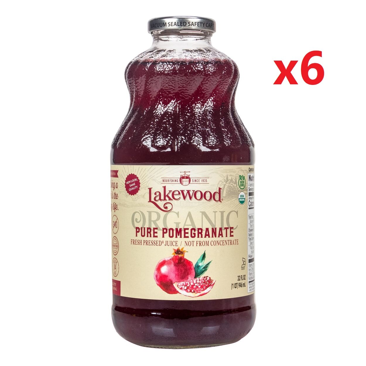 有機純石榴果汁(每瓶946毫升)6瓶優惠組 – Lakewood Organic湖邊大樹
