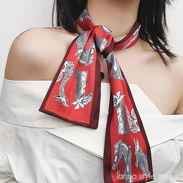碎花絲巾韓國東大門chic小領巾韓版包包飄帶長條ins小絲巾女圍巾