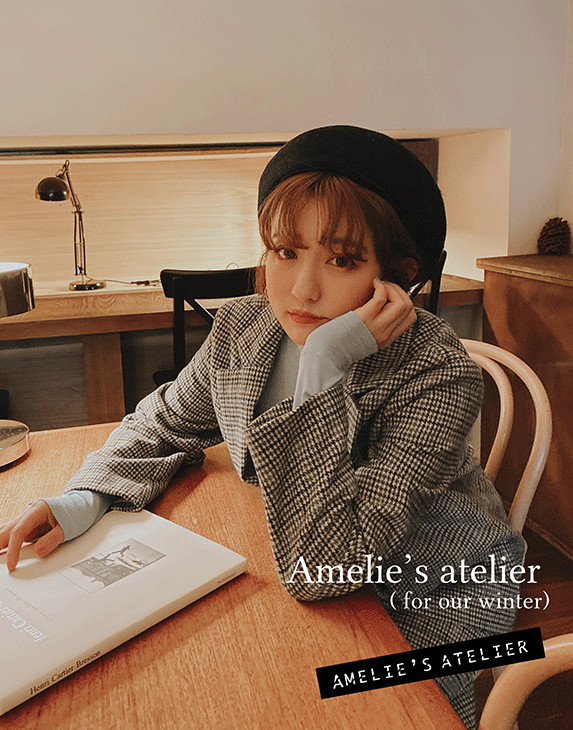 精選千鳥格毛料/舒適不刺膚/微寬鬆版型/兩側有口袋/有內裡/簡單有型/同款有裙子可搭成套