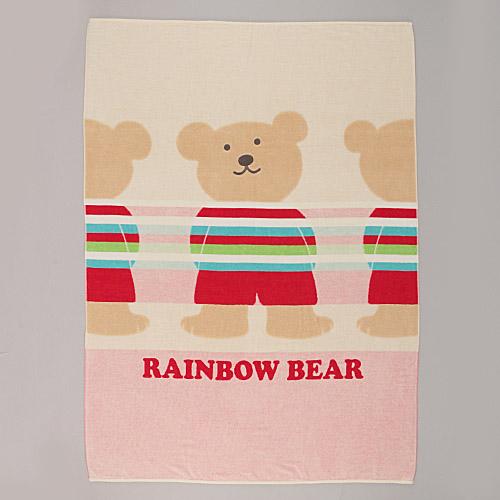 日本製【Rainbow bear】彩虹熊毛巾被100x145