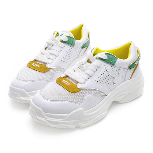 PLAYBOY復古翻玩 Vintage兔兔老爹鞋-黃綠(Y3769)