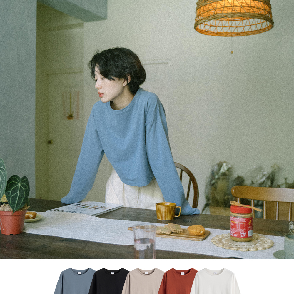 素面圓領短版多色上衣 五色售