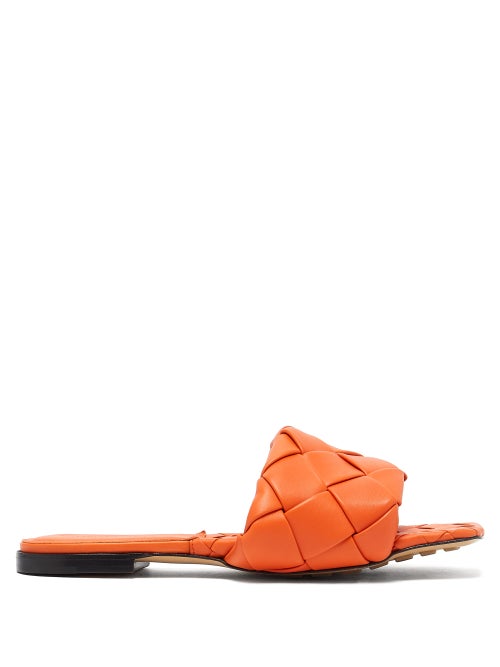 Bottega Veneta - Bottega Veneta's tangerine-orange BV Lido slides are woven using the label's iconic
