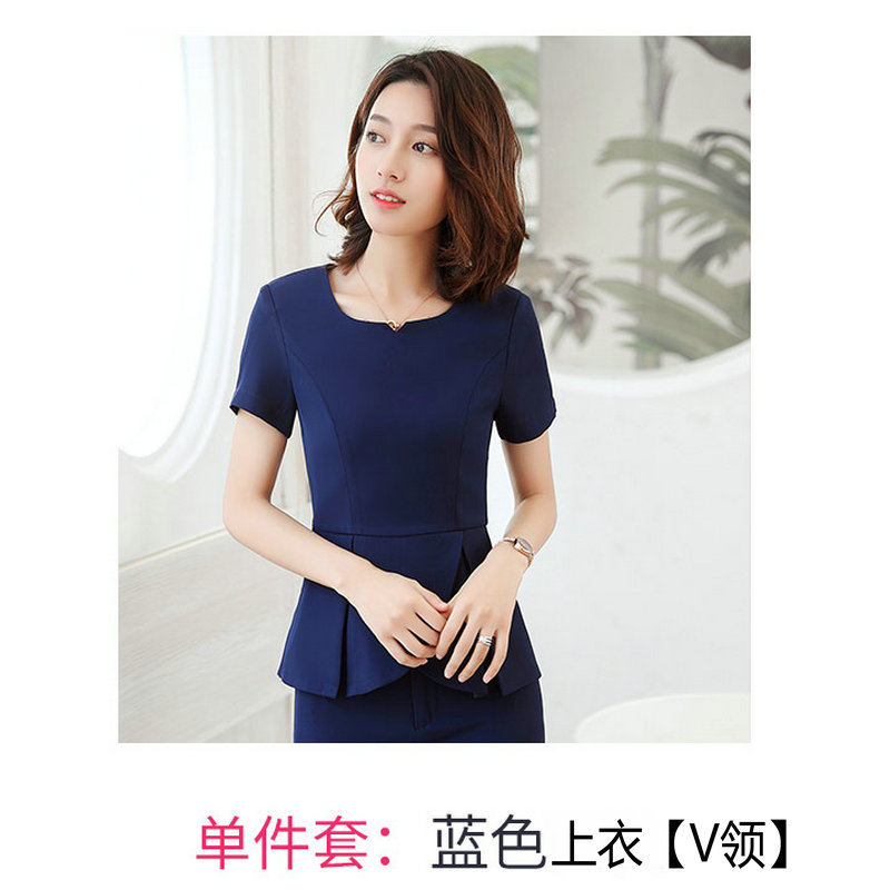 短袖職業裝女套裝時尚夏季氣質套裙美容師新款珠寶酒店前台工作服