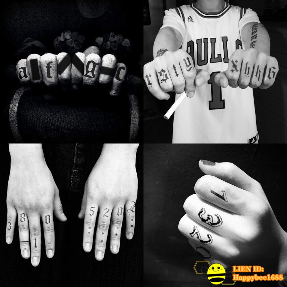 紋身貼5張 英文字母數字DIY防水男女 手指虎口仿真暗黑刺青貼紙【開心小蜜蜂】