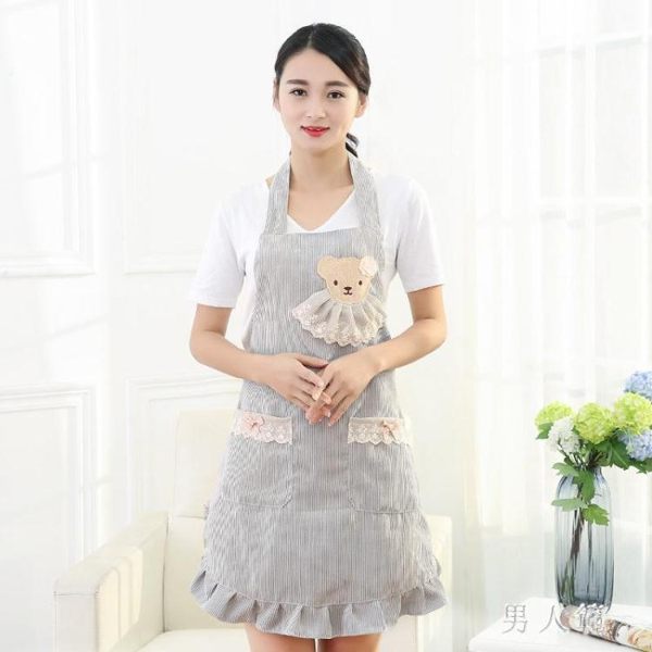 韓版時尚圍裙防水防油美甲工作服廚房咖啡廳可愛公主做飯成人女 PA6985『男人範』