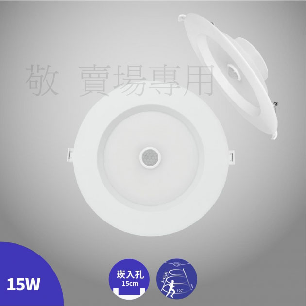 【敬】買10送禮卷 亮博士 15W 崁孔 15公分 紅外線 感應 崁燈 LED 白/自然/黃 全電壓 CNS認證 CM