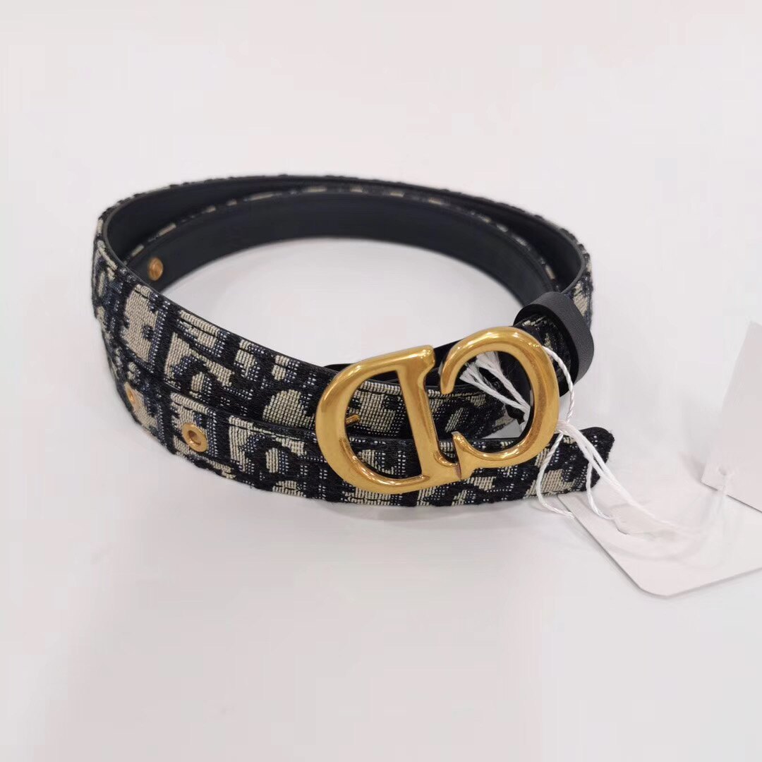 【Chiu189英歐代購】Dior SADDLE OBLIQUE 迪奧 老花 皮帶 腰帶 寬2cm 藍色帆布 滿版