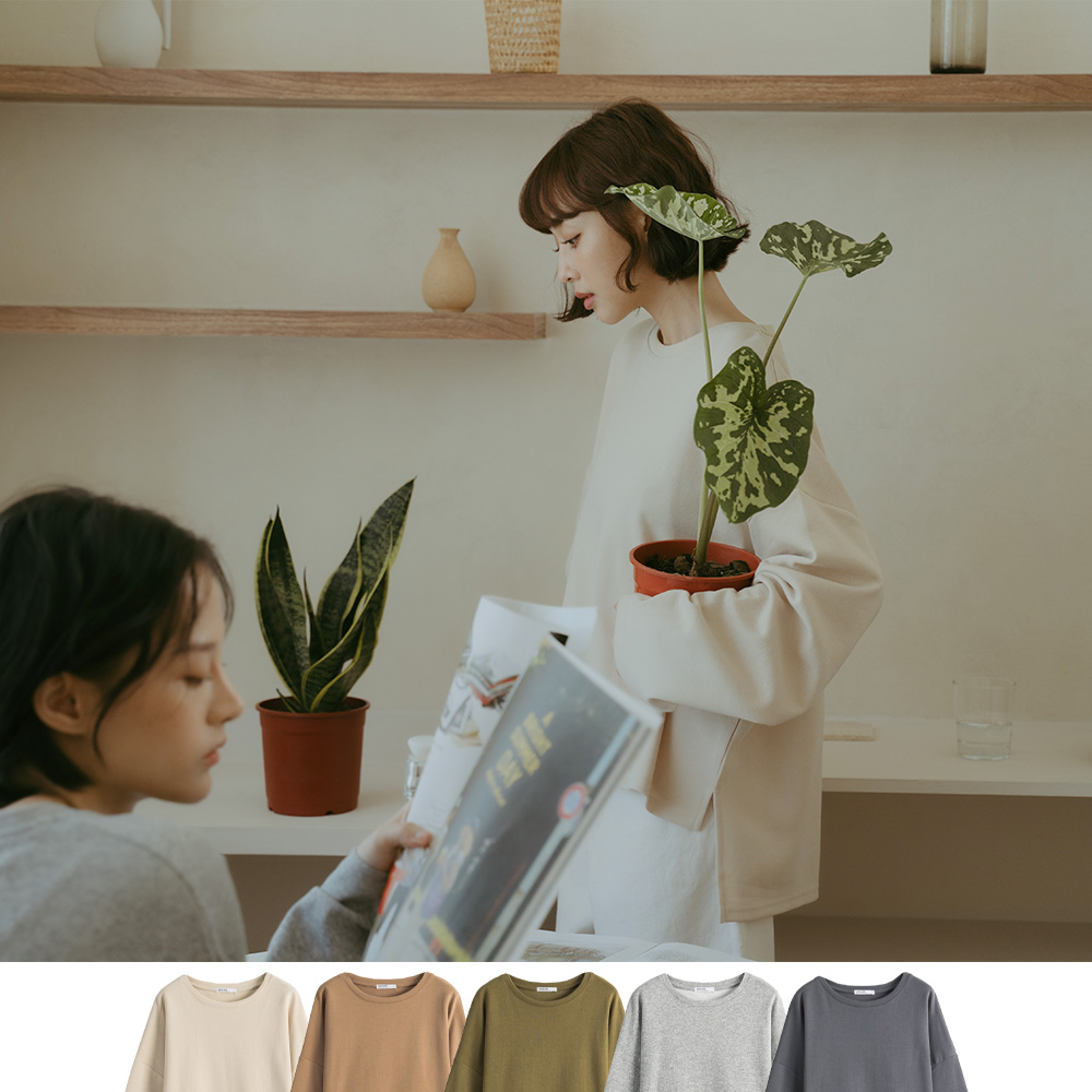 基本多色前短後長開衩長袖上衣 五色售