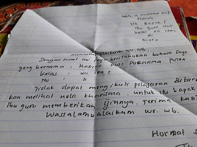 Contoh Surat Izin Sakit Sekolah Tulisan Tangan Gudang Surat