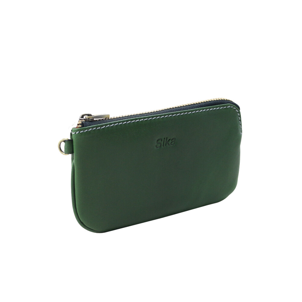 mit台灣製造 100%義大利牛皮 大空間收納 產品規格 品牌sika 型號a8238a-08 材質100%義大利牛皮 尺寸長14.5cm高8.5cm 顏色深墨綠 袋口拉鍊 產地台灣 貨源全新公司貨 