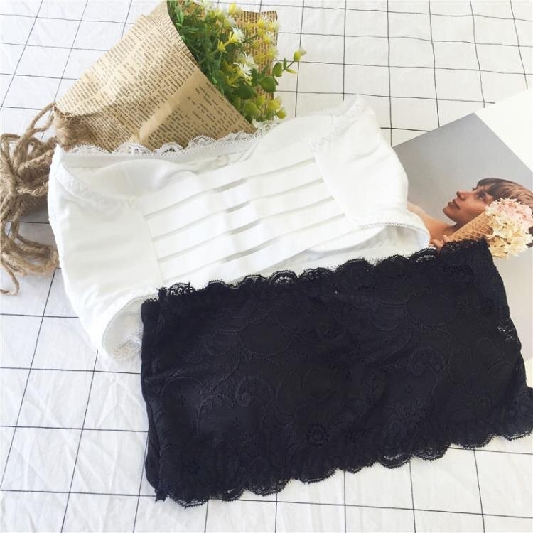 [超豐國際]夏季抹胸文胸蕾絲邊無肩帶女背心胸墊短款內衣上衣防1入