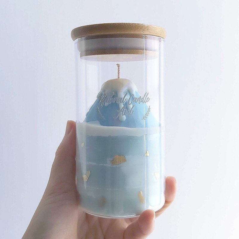 Mountain 富士山玻璃瓶蠟燭 250g大容量 全手工天然香氛大豆蠟