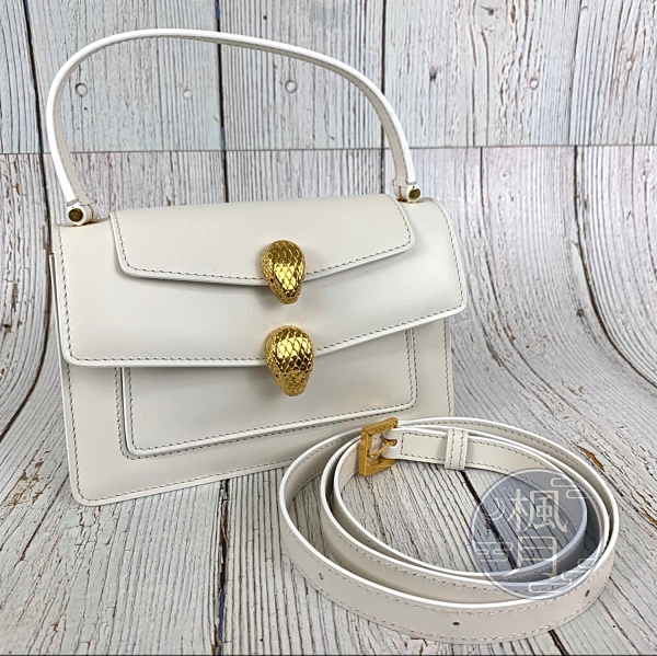 BRAND楓月 BVLGARI 寶格麗 全白色 雙蛇頭包 AW聯名款 肩背包 鍊包 側背包