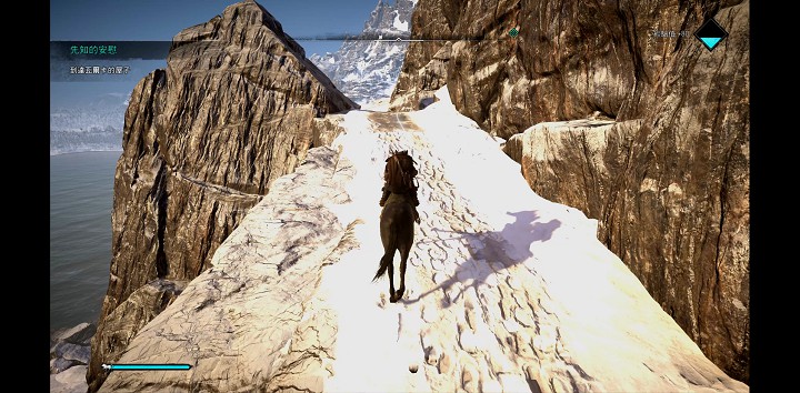 雪地上的影子有如真實世界般逼真，不是糊糊的一片黑影。