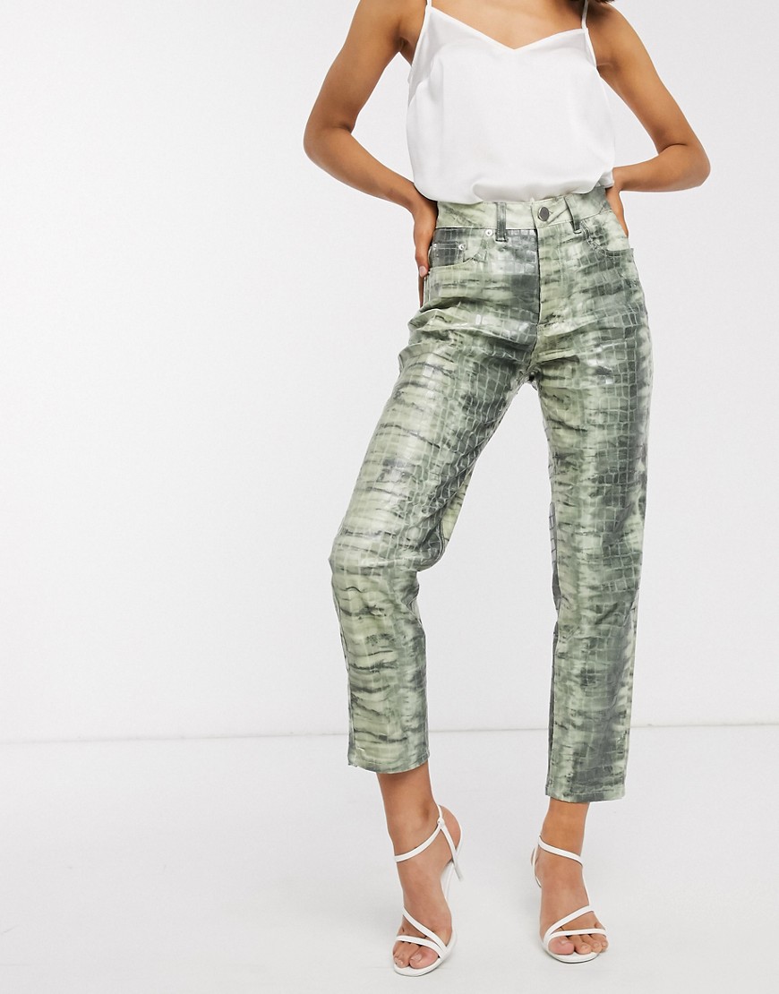 Mom jeans by ASOS DESIGN Part of our responsible edit Lizard print High-rise waist Zip fly Five pock