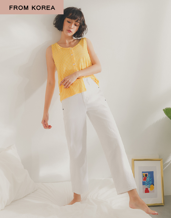 韓國製作/彈性斜紋布料/oversize直筒寬褲造型