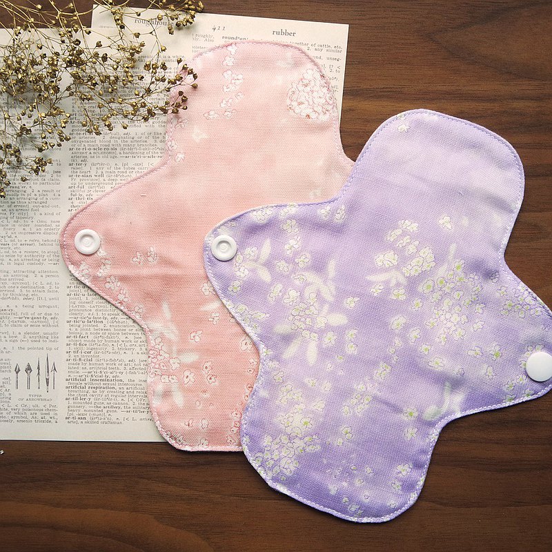 布衛生棉_環保布棉 / 柔美花團_粉紫 (兩片組)