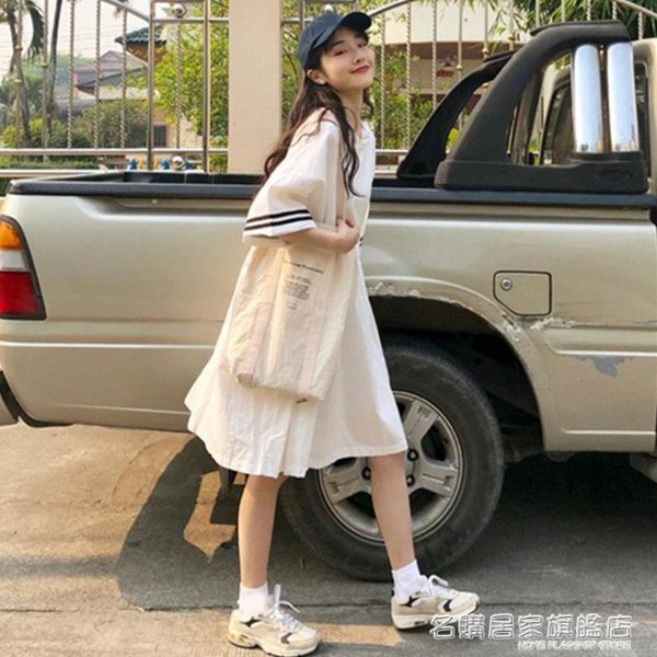 洋裝 裙子女夏2019新款仙女超仙森系法國小眾桔梗裙過膝學生娃娃洋裝 名購居家