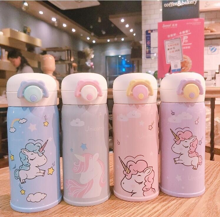 現貨 新品ins抖音少女粉色繫獨角獸保溫杯可愛學生水杯便攜隨手杯防漏