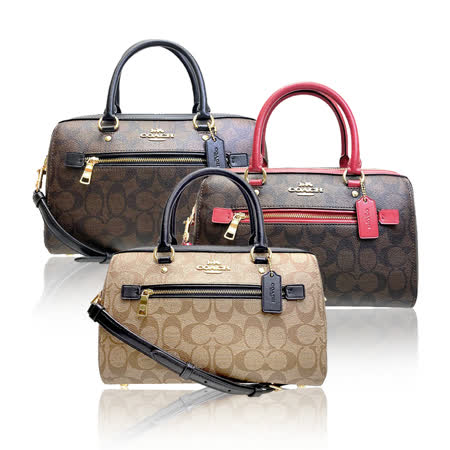COACH 經典馬車LOGO前口袋拉鍊PVC斜背/兩用波士頓包(任選)