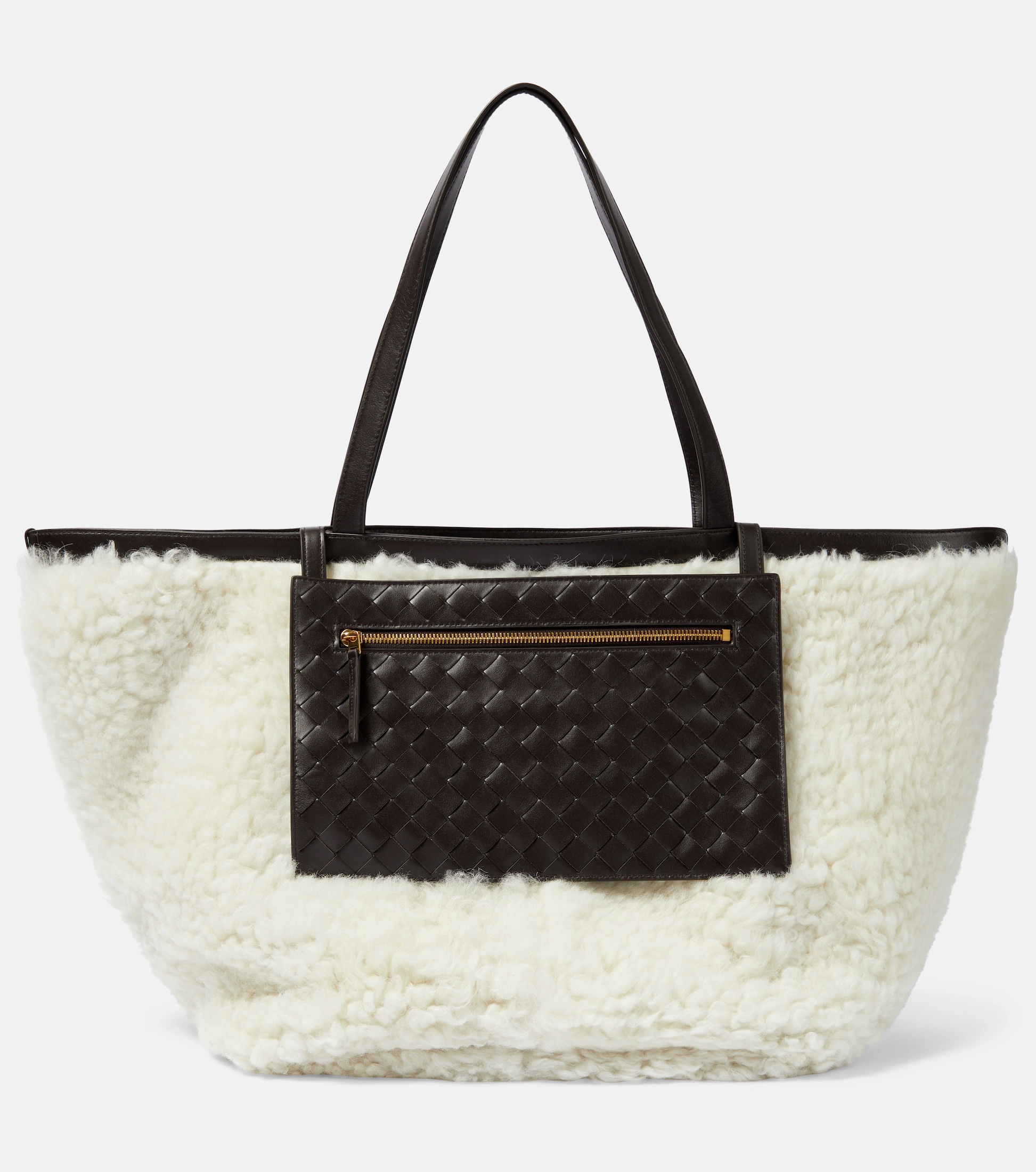 BOTTEGA VENETA Flip Flap Large shearling and leather shopper