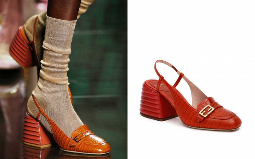 獨具復古感的鞋跟與設計讓春夏多了分韻味。FENDI Slingback／價格未定（圖／品牌提供）